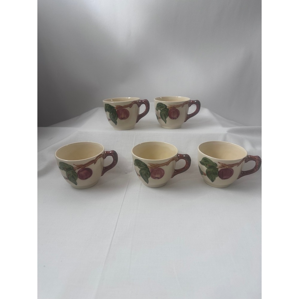 Vintage Franciscan Apple Tea Cups Set of 5 Hand Painted Made in USA Earthenware